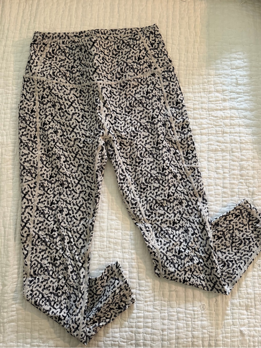 Varley Black & White Leopard-Print High-Waist Leggings
